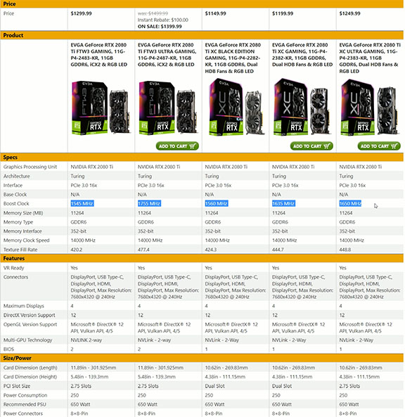 compare screen for guide graphics cards